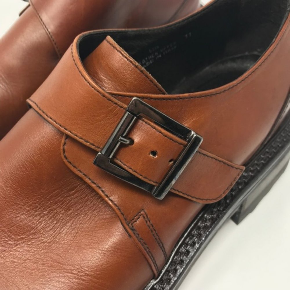SKECHERS Brown Leather Shoes Buckle Sz 11 EUC